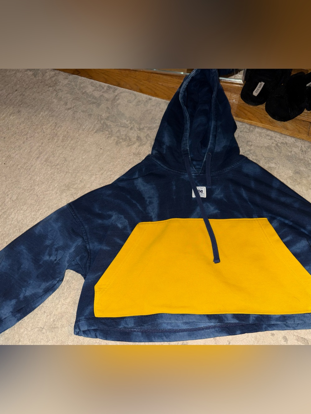 Lee Navy Pullover Cropped Hoodie